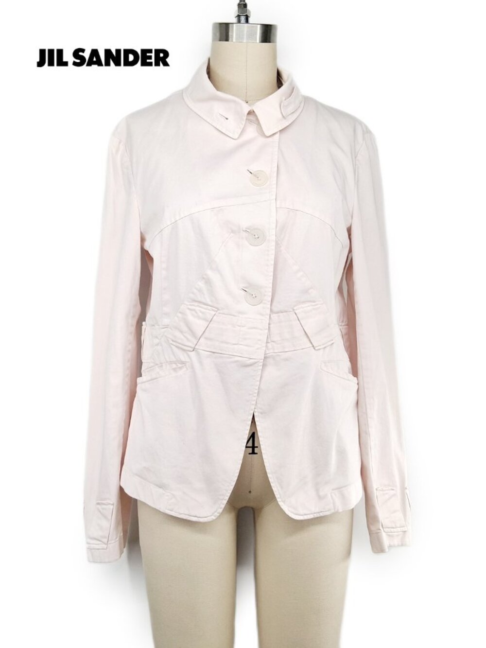 JIL SANDER Vintage 90s Cotton Jacket Pale Pink Light Weight Minimalist Italy 36 - Picture 2 of 13